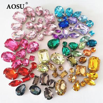 China Crystal Stone Fancy Glass Diamond Clear Claw 10*14mm Drop Flatback AOSU 5*8mm 8*13mm Color Rhinestones For Crafts for sale