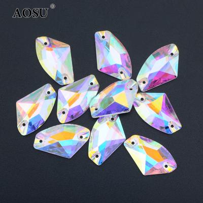 China AOSU Fashion Flatback Shiny Crystal ab Flatback Strass Stones Glass Sewing K9 Rhinestones For Sewing for sale