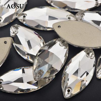 China Wholesale Crystal Rhinestone Applique Glass Rhinestones Sewing K9 Flatback AOSU Horse Eye 6*12mm 7*15mm For DIY Jewelry Crafts for sale