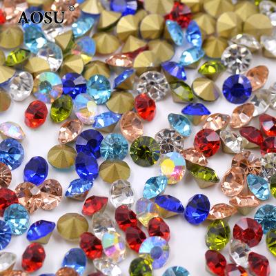 China AOSU Pointback SS3-SS48 Bulk Pack Mix Color Sparkly Diamond Strass Glass Pointback Rhinestone For Dressing Accessories for sale