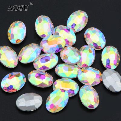 China 18*25mm Oval Shape Crystal Rhinestones ab Diamond Non Hotfix Strass Glass Pointback Pointback AOSU 4*6mm For DIY Crafts for sale