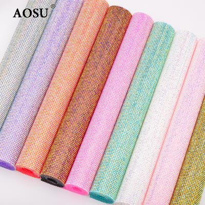 China Wholesale SS6 Glitter Resin Rhinestone Mesh For DIY Crafts Flatback AOSU Crystal Trimming Roll Sticker Sheet Hotfix for sale