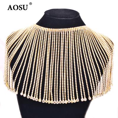 China Rhinestone Chains Fringe AOSU Crystal Stones Cup Chain Fringe Sewing Rhinestone Glass Gold Rhinestone Trimmings 1 Yard For Clothing Crafts for sale