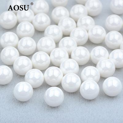 China Beads For Jewelry Clothes DIY Opens AOSU High Quality 3mm 6mm 8mm 10mm Round Imitation Pearls 12mm Shell Pearls Loose Pearl White For Jewelry DIY Crafts for sale