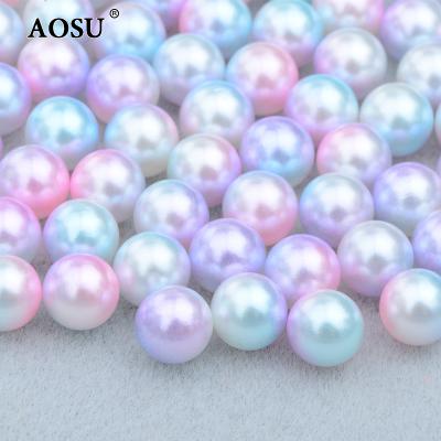 China Rhinestone Pearl Appliques Wholesale AOSU Rhinestone Pearl Plastic Beads 3mm 4mm 6mm Round Imitation Pearl 10mm Colorful Beads For DIY Crafts for sale