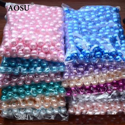 China For Jewelry Making Crafts AOSU Wholesale 2mm-20mm ABS Rose Pearl Appliques Round Imitation Pearl Plastic Loose Bead For Wedding Dress for sale