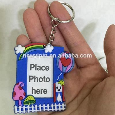 China Decoration Mini Soft PVC rubber photo key chain/cheap PVC frame keychains rings for 1 inch photos for sale