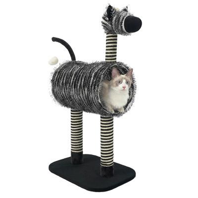 China Large Custom Made Zebra Viable Cat Climbing Cat Play and Rest Outdoor Cat Tree for sale