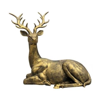 China Europe / Middle Eastern / Indian / Chinese Zoo Park Decoration Cast Bronze Brass Tribal Deer Sculpture for sale