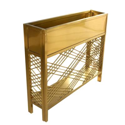 China Modern Rectangular Stainless Steel Hardware Golden Flower Pot Stand Decoration For Wedding for sale