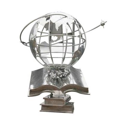 China Europe / Middle East / Indian / Chinese Outdoor School Library Stainless Steel World Globe Sculpture for sale