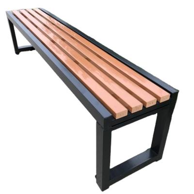 China Modern Garden Solid Wood Slats Park Benches With Steel Frame for sale