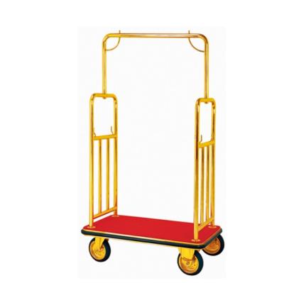 China Stainless Steel Hotel Lobby Furniture Town Crier Lightweight Hotel Luggage Trolley With Brake for sale