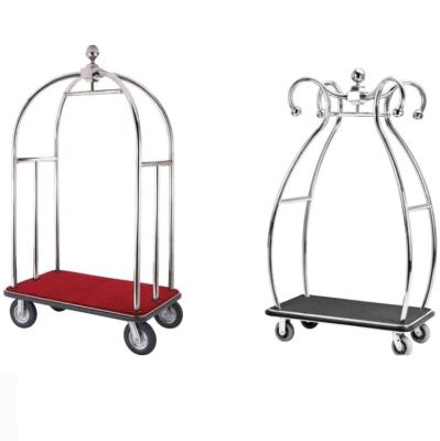 China High Quality Stainless Steel Hotel Town Crier Cart Bell Boy Trolley Metal Luggage Trolley for sale