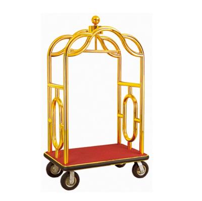 China Stainless Steel Hotel Lobby Baggage Town Crier Stainless Steel Luggage Trolley Metal Trolley for sale