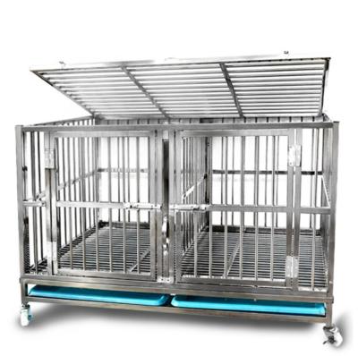 China Sustainable Animal Farm Stainless Steel Dog Crate Large 54 Inch Dog Cage for sale