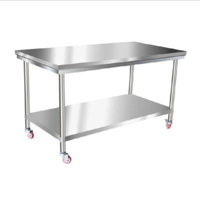 China Commercial Kitchen Food Grade Stainless Steel 3 Layer Mobile Table With Wheels for sale