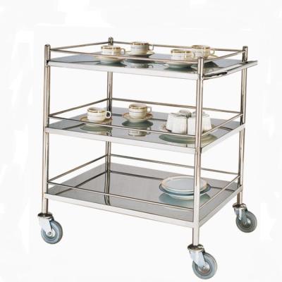 China Stainless / Light Weight Stainless Steel Serving Cart Titanium Food Tray Trolley Plating for sale