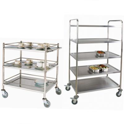 China Stainless / Plating Titanium Kitchen Four Wheels Mobile Meal Delivery Canteen Box Cutlery Food Cart for sale