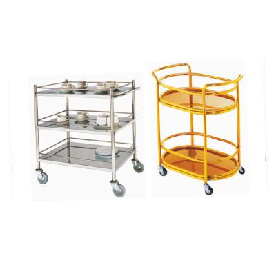 China Stainless / Titanium 2 Tiers Stainless Steel Hotel Restaurant Room Hospital Food Tray Trolleys Plating for sale