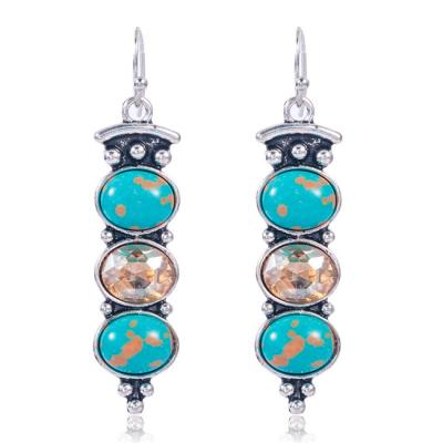 Chine FASHIONABLE Thai Silver Creative Color Turquoise Vintage S925 Crystal Champagne Long Earrings à vendre