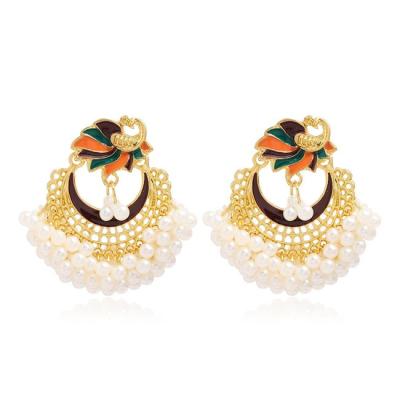 China New CLASSIC Bohemian Ornaments Indian Peacock Earrings Delicate Pearl Earrings Eardrop for sale