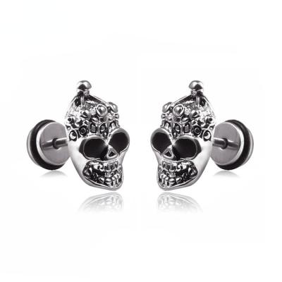 China CLASSIC Titanium Steel Barbell Ear Stud Hip Hop Rock Earrings Ornaments Skull Earrings for sale