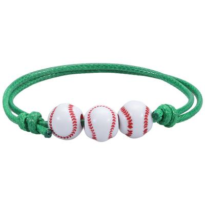 China 2022 Sports Friendship Bracelet Rugby Tennis Rope Basketball Braided Bracelet Casual/Sporting Lanyard Waxed Adjustable Boys and Girls for sale