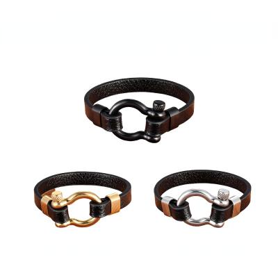 China Wholesale Braided Boho Bracelet Fashion Sublimation Jewelry Men Stainless Steel Charm Rubber Round Leather Rope Punk Trendy Bangle for sale