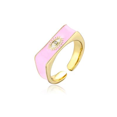 China New Trendy Type Colorful Zircon Eye Enamel Busty Person Bargain Price Trendy Ring for sale