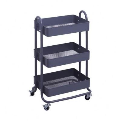 China Mobile Metal Rolling Serving Cart 3 Tier Easy Rolling Storage Utility Cart Utility Cart With Drawers for sale