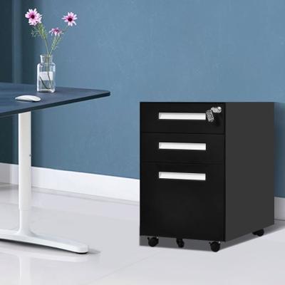 China High Quality Adjustable Black Mobile File Cabinet Office Filing Cabinet Metal Pedestal 3 Drawer (Other) Movable Cabinet (Other) for sale