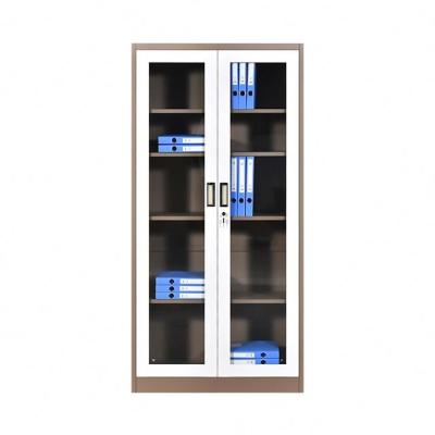 China Glass Door (Height) Adjustable Steel Closet 2 Swing With 4 Shelves Movable Filing Cabinet Metal Handles Office Cabinet for sale