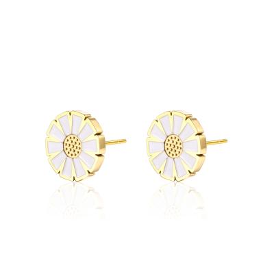 China Haughtily Trendy Trendy Style Stainless Steel With Zirconia Flower Stud Earrings For Women for sale