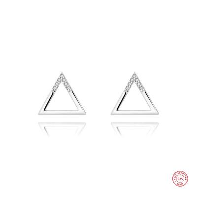 China Popular Geometric Sterling Silver CZ Stud Jewelry Triangle Earrings Haughtily FASHIONABLE Jewelry 925 Wholesale for sale