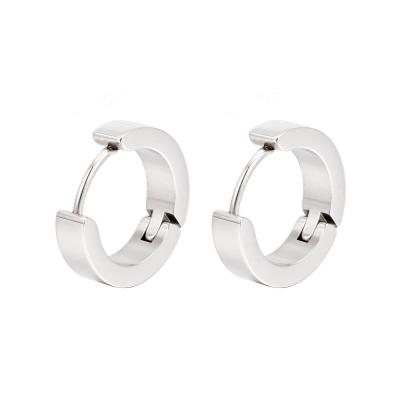 China Wholesale FASHIONABLE Stainless Steel Men's 8MM 10MM Earring 12MM Round Small Huggie Hoop Earrings for sale