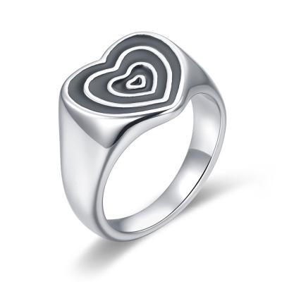 China FASHIONABLE Ring from Chunky Ethnic Jewelry Colorful Statement Ring Stainless Steel Enamel Heart for sale