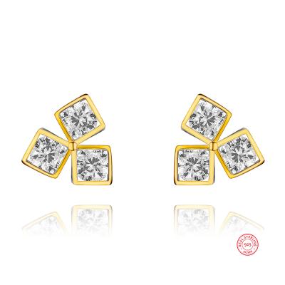 China Minimalist square stud s925 Sterling Silver Earring pure rhinestone earring haughtily FASHIONABLE jewelry for sale