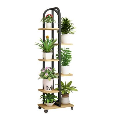 China Wholesale Modern jingqi display decoration metal wood pedestal plant flower pots Nordic indoor wedding shelf stands for sale