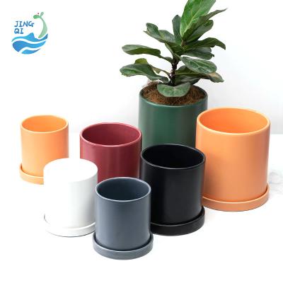 China wholesale custom made modern fiberglass large flower pot garden largemodern jingqi porcelain plant decorative artificial flower pots for sale