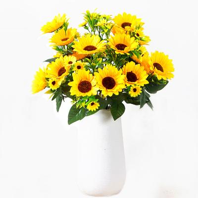 China Looks the same as a real flower wholesale simulation of flower plants green plants indoor and outdoor decoration plastic potted sunflower small pot flowers for sale