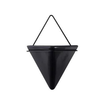 China Wholesale Cheap Home Wall Mounted Small Nursery Wall Hanging Floating White Triangle Flower Pot Decorative Artificial Flower Pots and Planters for sale