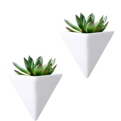 China Wholesale Cheap White Triangle Flower Garden Hanging Floating Decorative Artificial Flower Pots And Planters Wall Mounted Small Pot 2022 for sale