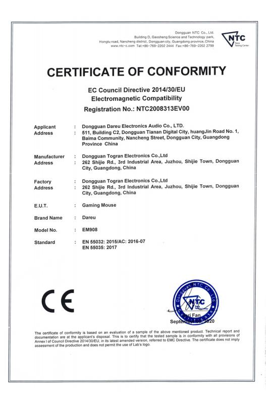 CE - Dongguan Togran Electronics Technology Co., Ltd.