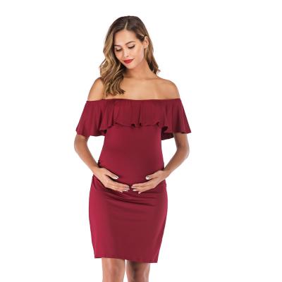 China Breathable Red Pink Wedding Office Party Dress Photoshoot Maternity Pregnancy Dresses Sexy Knit Maternity Dress For Photography for sale