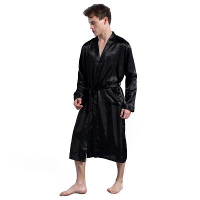 China Factory wholesale luxury silk satin bathrobe v-neck collar summer QUICK DRY plus size men's sleepwear for sale