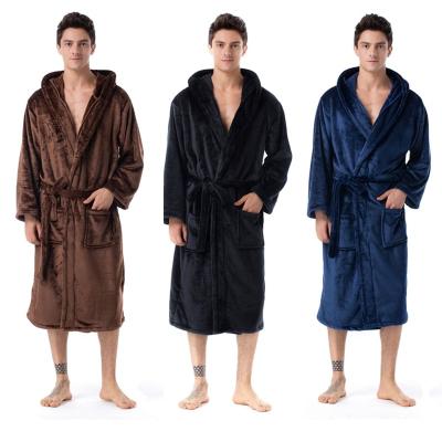 China QUICK DRY Luxurious Mens Shawl Collar Fleece Bathrobe Long Spa Robe for sale