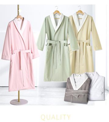 China Luxury Logo Hotel Plush Microfiber Gown Gabardine Shawl Collar Twill Bathrobes Custom Spa Wear Luxury Soft Bathrobe Men QUICK DRY for sale