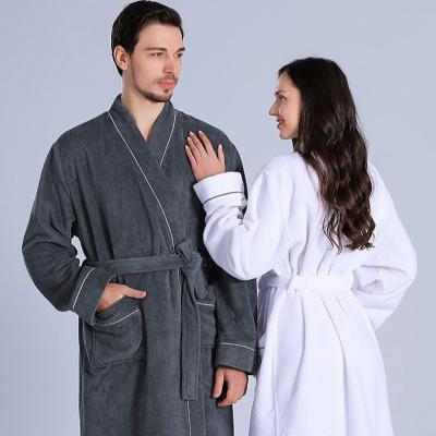 China Custom Logo High Quality Quick Dry Terry Bathrobe Men QUICK DRY 100% White Cotton Sleepwear Salon Wear Spa Kimono Hotel Knee Length for sale