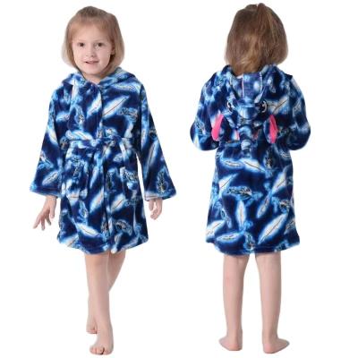 China New Cartoon Breathable Pajamas Flannel Bathrobe Children's Animal Home Long Robes With Hooded for sale